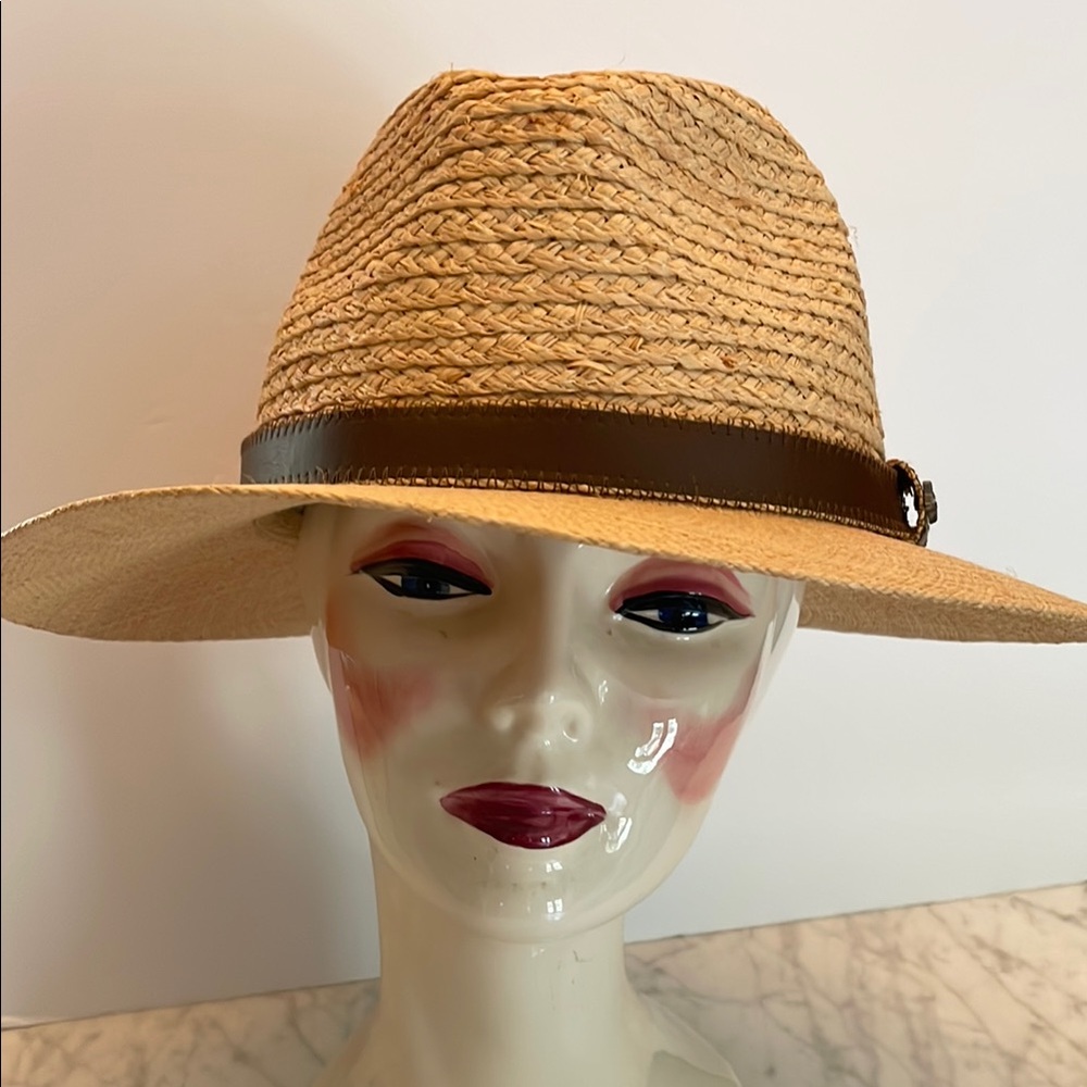 Tommy Bahama Tan Straw Hat with Brown Band